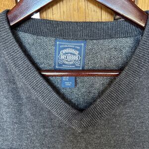 Cambridge Dry Goods Company Mens XL Gray Lambswool Blend V-Neck  Sweater